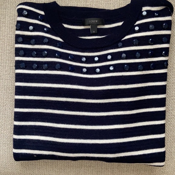 Jcrew Jeweled Striped Swing Sweater - Picture 4 of 5